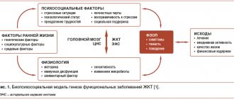 Рис. 1. Биопсихосоциальная модель генеза функциональных заболеваний ЖКТ [1].