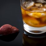 Glass on the table and liver