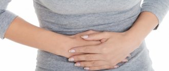 Woman holding her belly due to menopausal bloating